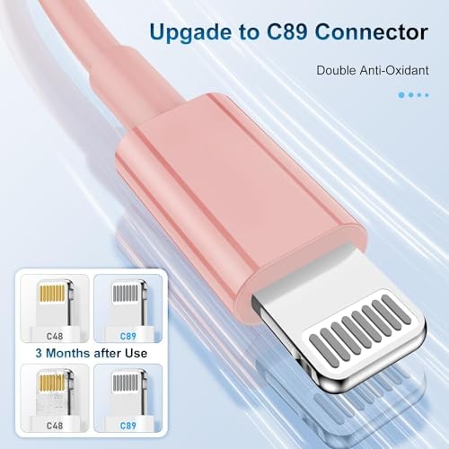 Dual Pack 6 Ft Apple MFi Certified Lightning to USB Charging Cables – Fast 2.4 A Power for i Phone 14/13/12/11/X/XS/XR/8/7/6/SE Plus Pro Max Mini – Durable and Flexible Design for Home, Office, and Travel Use – Enhanced Compatibility and Speed for Seamless Charging Experience