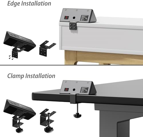 Revolutionize Your Workspace with the Enhanced Desk Edge Clamp Mount Power Strip – Featuring PD20 W Fast Charging USB-C Port, Three AC Outlets, and 5.6 Ft Extension Cord for Ultimate Versatility and Organization, Perfect for Home and Office Use, Streamline Your Charging Needs with this Compact Nightstand Solution