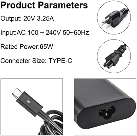 High-Speed 65 W USB-C Laptop Charger for Dell XPS & Latitude Models – Enhanced Compatibility with Multi-Protection Technology, UL Listed Safety Assurance, and Direct Manufacturer Quality for Optimal Performance