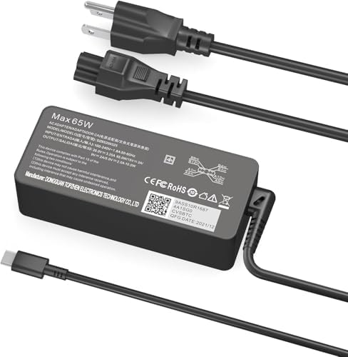 High-Performance 65 W USB-C Power Adapter for Lenovo Think Pad, Yoga, and Chromebook – Fast Charging with Enhanced Safety Features, Universal Compatibility for 45 W Models, and Reliable Dual Voltage Output