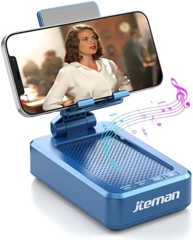 Transform Your Multimedia Experience with the JTEMAN Adjustable Tablet Stand Featuring Bluetooth Speakers – Versatile Kitchen Gadget and Perfect Gift for Him or Her – Wireless Charging Station for Phones and Tablets, Enhanced Compatibility for All Devices