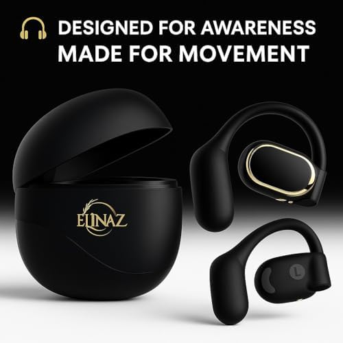Innovative Open-Ear Bluetooth Sport Earbuds – 8-Hour Playtime for Active Lifestyles | Lightweight Ergonomic Wireless Headphones Ideal for Running, Gym, and Daily Use | Stay Aware with Secure Fit in Sleek Black Design