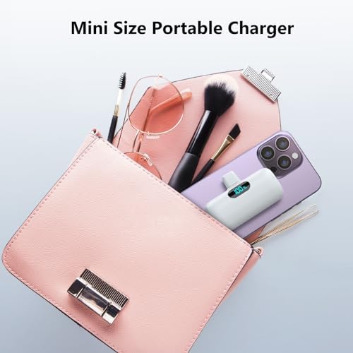 Ultra-Compact 5000 m Ah USB-C Power Bank – Fast Charging Mini Portable Charger with Built-in Connector & LCD Display – Perfect for i Phone 15, i Pad Pro, and Android Devices – Lightweight and Travel-Friendly Power Solution for On-the-Go Connectivity