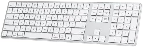 OMOTON Bluetooth Wireless Keyboard for Mac – Ergonomic Design with Numeric Keypad, Rechargeable Battery, Sleek Black & Grey Finish – Enhanced Compatibility for Mac Book Pro, Air, i Mac, Mac mini, and PC Users – Experience Unmatched Typing Speed and Comfort