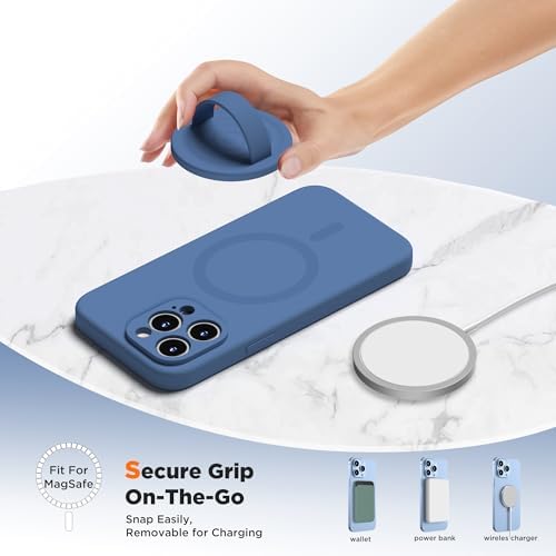 Upgraded Magnetic Phone Grip for i Phone: Premium Silicone Loop Holder with Mag Safe Compatibility – Ergonomic 360-Degree Stand, Non-Slip Design in Sleek Black for Enhanced Comfort and Secure Handling on i Phone 16/15/14/13/12 Pro Max/Plus
