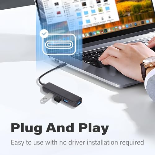 Transform Your Digital Workspace with the 4-in-1 USB C Hub – High-Speed 5 Gbps Multiport Adapter for Effortless Connectivity with PC, Laptop, i Mac, Surface & Mac Book Pro – Compact USB 3.0 Hub for Travel-Ready Professionals – Elevate Your Productivity & Streamline Data Transfer Today!