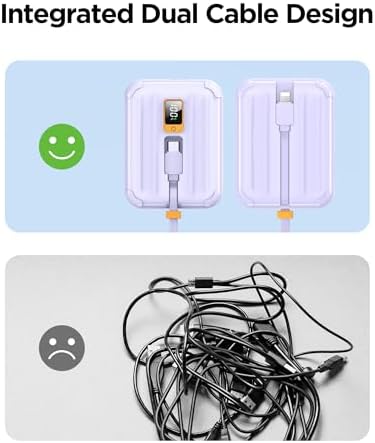 PISEN 10000 m Ah Fast Charging Power Bank with Built-in USB Cables – 30 W High-Speed Portable Charger for i Phone 16/15/14/13/12 Pro/Pro Max/Plus – Compact Battery Pack with Mini LED Display in Blue for Ultimate Convenience and Compatibility