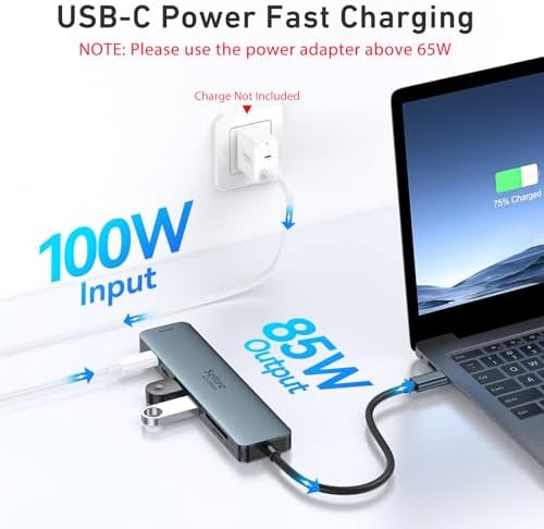 Ultimate 7-in-1 USB C Hub HDMI Adapter for Mac Book Pro & Air – High-Speed 4 K HDMI, Dual USB 3.0, SD/TF Card Reader, and 100 W Power Delivery – Compact and Durable Dongle for Seamless Connectivity with Dell XPS & Lenovo Think Pad