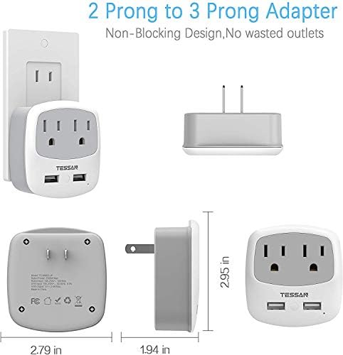 Ultimate TESSAN Type G UK Travel Plug Adapter with Dual USB Fast Charger Ports – Compact US to UK Power Converter for Effortless Global Connectivity in Scotland, London, Ireland, Kenya, Dubai & Qatar