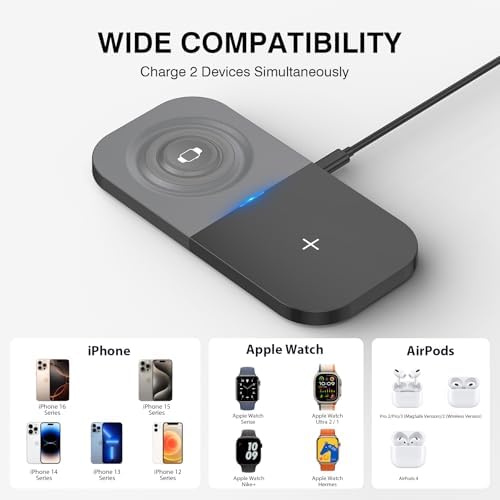 Ultimate 3-in-1 Magnetic Wireless Charging Station – High-Speed 20 W Foldable Charger for i Phone 12-16 Series, Apple Watch 10/Ultra 2, and Air Pods 4 – Portable Travel-Friendly Design with Adapter for Seamless Power Solutions