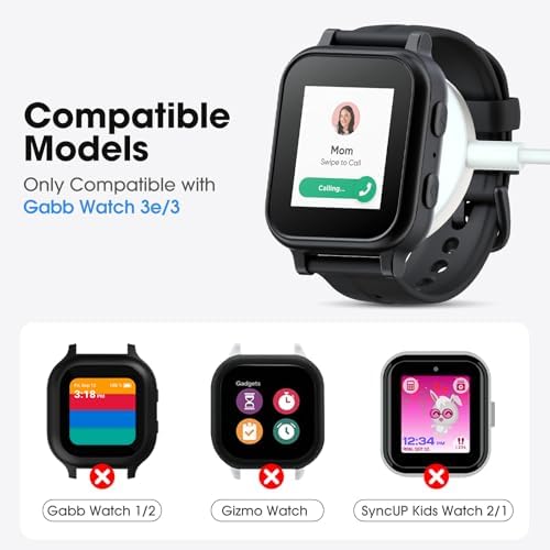 Ultra-Fast Magnetic USB Charger for Gabb Watch 3 e/3 – Sleek White Portable Charging Cable with Enhanced Power Efficiency – Ideal for Active Smartwatch Users Seeking Quick and Reliable Charging Solutions