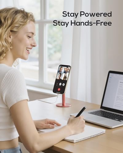 Nulaxy Premium Magnetic Aluminum Phone Stand with Dual Metal Rings – 360-Degree Rotating Adjustable Holder for Desk and Office – Universal Compatibility with Mag Safe Cases – Sleek Gray Design for Enhanced Productivity and Convenience