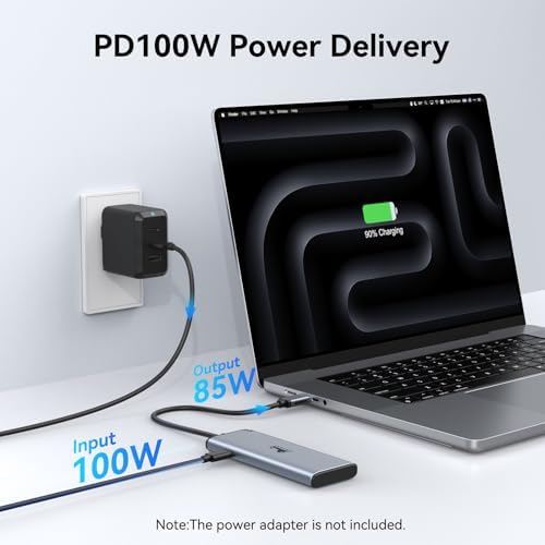 Maximize Your Workspace with LIONWEI USB-C Hub – Dual Monitor Adapter for 4 K@60 Hz Video Output, Ultra-Fast 10 Gbps Data Transfer & 100 W PD Charging, Perfect for Mac Book Pro/Air & Windows Laptops