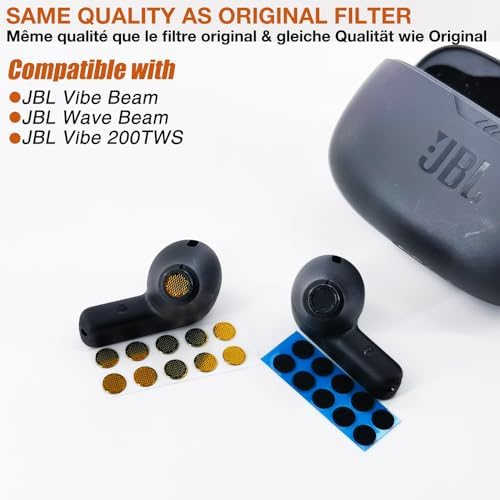 Essential JBL Earbuds Dust Shield Mesh Filters – 10 Pairs of Premium Replacement Accessories for Vibe Beam, Vibe 200 TWS & Wave Beam Models to Protect Audio Quality and Extend Lifespan