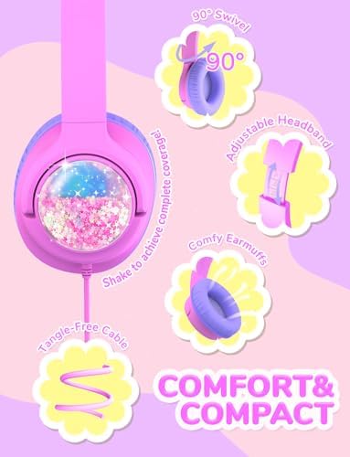 i Clever Kids Headphones: Safe 85 d B Volume Limit, Ergonomic Foldable Design, Superior Stereo Sound, 3.5 mm Jack Compatibility – Ideal for Travel, School & Home Use – Stylish Blue-Green for Boys & Girls