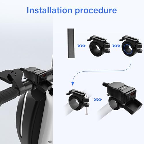 Power Up Your Ride with the PNGKNYOCN 30 W Motorcycle USB Charger – Waterproof Dual USB Type C & USB 3.0 Quick Charge Adapter for Phones, Tablets, GPS – 1.2 M Cable for Ultimate Flexibility and Enhanced Compatibility