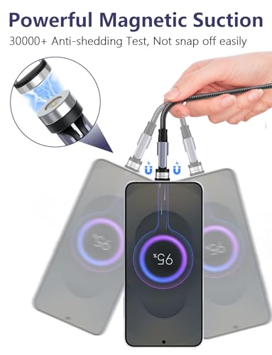 Revolutionary 540° Magnetic Charging Cable Set – 3 in 1 Versatile USB Charger for Micro USB, Type C & Lightning | Durable Nylon Braided Design with LED Indicator | Multiple Lengths (1.6 ft, 3.3 ft, 6.6 ft, 10 ft) for Ultimate Convenience and Fast Charging