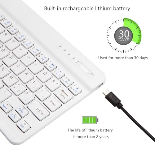 Portable Ultra-Slim Bluetooth Keyboard – Rechargeable Mini Wireless Typing Solution for i Pad, i Phone, Android Tablets and Smartphones – Enhanced Compatibility & Quick Response Keys – Perfect for On-the-Go Productivity