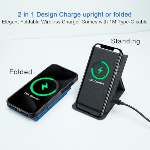 Innovative Foldable Wireless Charger & Phone Holder – 15 W Fast Charging Stand for i Phone 15/14/13/12 Pro/XS/8 Plus & Galaxy S23/S22/S21/Note 20 – Sleek Blue Design for Ultimate Portability and Style