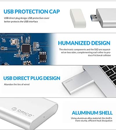 Maximize Your Data Storage with the ORICO m SATA SSD Enclosure: Portable USB 3.0 Adapter for High-Speed 5 Gbit/s Transfers, No Cable Required, Supports Up to 4 TB Capacity for Effortless Storage Expansion and Enhanced Device Performance