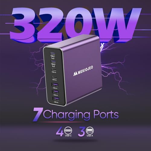 Elevate Your Charging Game with the 65 W Ga N 7-Port Aluminum USB-C Power Hub – High-Speed Multi-Device Charger for Mac Book Pro, i Pad Pro, and i Phone – Lightweight, Travel-Friendly Design with Advanced Safety Features for Efficient Power Delivery