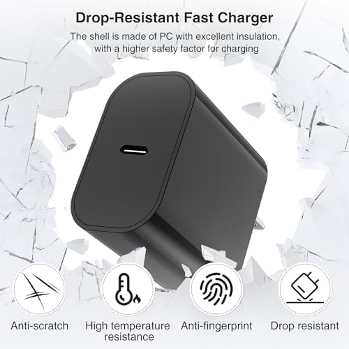 Elevate Your Charging Experience with the 20 W USB-C Power Adapter & 10 ft Type C Cable – Perfectly Engineered for i Phone 16/15, i Pad Pro, and Air Pods – Compact Wall Charger for Accelerated Power Delivery and Unmatched Portability – Superior Charging Speed for All Your Apple Devices on the Go