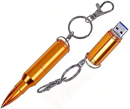 Sleek Golden 64 GB Metal Bullet USB 3.0 Flash Drive – Ultimate High-Speed Data Storage Keychain for PC & Mac Users, Stylish & Durable Memory Stick for Professionals and Students
