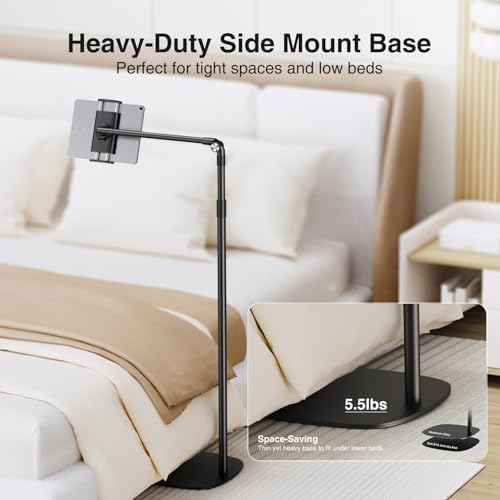 Revolutionize Your Reading Experience with the Elitehood Height Adjustable Tablet Floor Stand – 360° Rotatable Holder for i Pad, Kindle, Galaxy Tab, and Smartphones – Perfect for Hands-Free Viewing and Enhanced Comfort in Any Setting – Durable Design with Heavy Base for Stability and Versatility