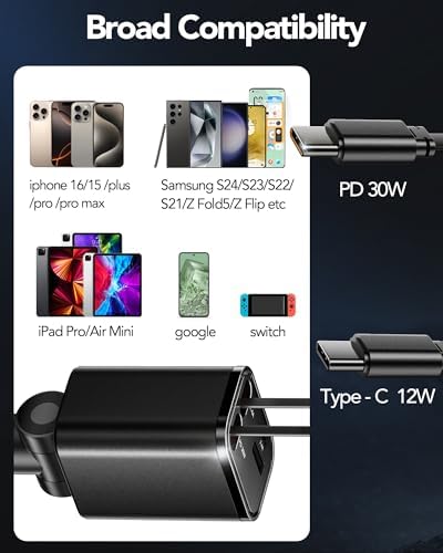 2025 Ultra-Compact 4-in-1 Retractable Car Charger – 69 W Fast Charging Adapter for i Phone 16, Galaxy and More – Innovative Space-Saving Design with Multiple Ports for Simultaneous Device Powering – Essential Car Accessory for Daily Commutes and Road Trips