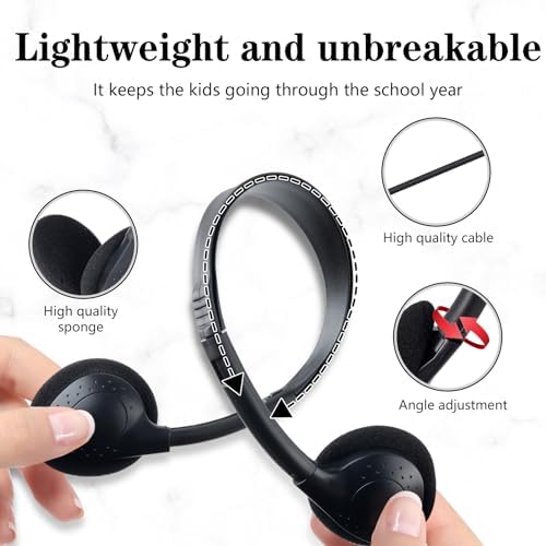 Elevate Classroom Learning with Bulk 30 Pack Kids Headphones – Adjustable Earphones Featuring 3.5 mm Jack for Optimal Audio Clarity – Durable Black Design for Students, Libraries, and Study Sessions – High-Quality Sound for Enhanced Focus and Engagement