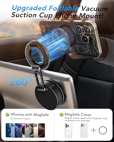 Revolutionize Your Hands-Free Experience with the 360° Foldable Magnetic Phone Holder – Versatile Suction Cup Mount for i Phone 16/15/14/13, Ideal for Cars, Gyms, Mirrors & Tiles – Ultimate Stability and Convenience for Active Lifestyles