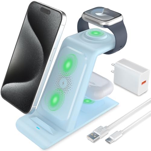 HATALKIN Advanced 3-in-1 Wireless Charging Hub: Ultimate Power Station for Apple Watch, i Phone 16/15/14/13/12 Pro Max/X/XS, and Air Pods Pro – Rapid Intelligent Charging in a Modern, Space-Saving Design for Effortless Home and Office Efficiency