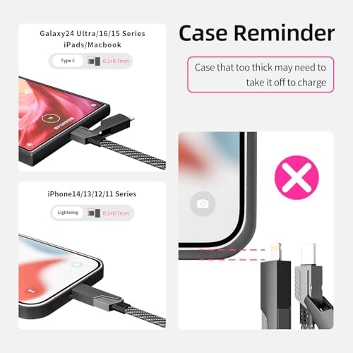 Versatile 4-in-1 Fast Charging Cable with E-Mark Chip – 65 W USB C Multi Charger for i Phone 16/15/14/13, i Pads, Android Devices & Tablets (4 FT) – Ultimate Solution for Quick Power Delivery and Enhanced Device Compatibility