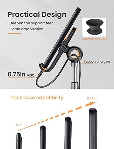LISEN Cell Phone Stand Adjustable Phone Holer for Desk, Computer Office Desk Accessories for iPhone 16 Holder Women Kitchen Essentials Fits All Mobile Phones Switch Kindle iPads Tablet 4-10in Black – Enhanced Compatibility and Speed