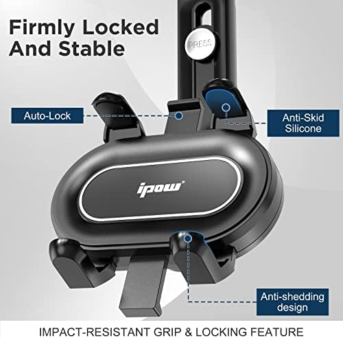 IPOW 2023 Upgraded Large Car Rearview Mirror Phone Holder – 360° Rotatable, Retractable, and Anti-Shake Design for Ultimate Smartphone Compatibility – Enhance Driving Safety and Convenience with Easy Installation and Secure Grip
