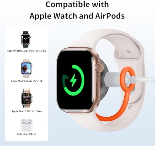 Mcdodo Magnetic Fast Charger for Apple Watch – Ultra-Portable Wireless Charging Hub with Dual USB-C & Lightning Compatibility – Rapid Power Solution for All Series Including Ultra & SE – Sleek, Lightweight Design Perfect for Active Lifestyles and On-the-Go Charging