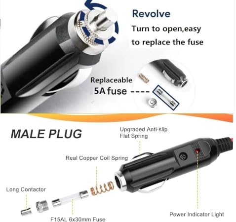 Versatile Car Charger for MAXOAK K2/K3 Power Bank & Chuwi UBook Series – 12 V-24 V DC Adapter with 6.56 ft Heavy Duty Cable, Overheating Protection, and LED Indicator for Enhanced Safety and Performance – Ideal for Travelers and On-the-Go Professionals