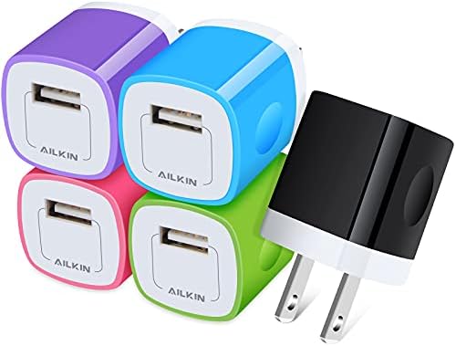 AILKIN 5-Pack USB Wall Charger Plug – Fast Charging Block for i Phone 16/15/14/13/12/11/XR/XS, i Pad Pro/Air – Universal 1-Port Power Adapter Charging Cubes for Home, Office & Travel – Lightweight, Durable & Efficient Charging Solution