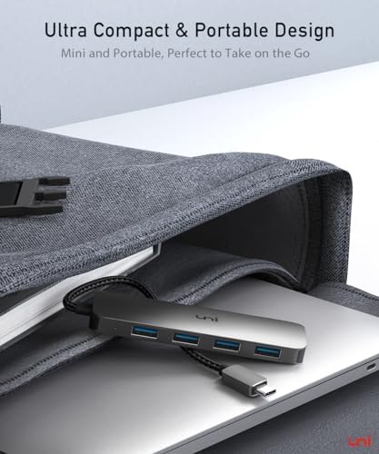 Maximize Your Device Potential with the uni Aluminum USB-C Multiport Adapter – 4 High-Speed Ports for Laptops, Mac Book Pro/Air, i Pad Pro & More, Sleek Design for Effortless Port Expansion and Enhanced Productivity