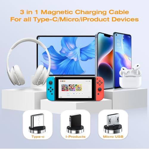 Transform Your Charging Routine with the 7-Pin Magnetic USB C Cable – Ultra-Fast 3 A Phone Charger Featuring 360° Rotating Connector for Effortless Use, Compatibility with Android & i OS Devices, and Durable Construction for Everyday Reliability – Includes Two Versatile Cables for Home and Travel Convenience