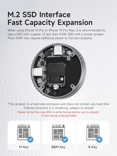 Revolutionize Your Storage with Hagibis Magnetic M.2 2230 NVMe SSD Enclosure – Ultimate USB-C 3.2 Gen2 Adapter for i Phone 16, 15 Pro Max, Mac Book, i Pad Pro & Android Devices | Lightning-Fast 10 Gbps Data Transfer, Durable Aluminum Design & Portable Convenience for On-the-Go Users