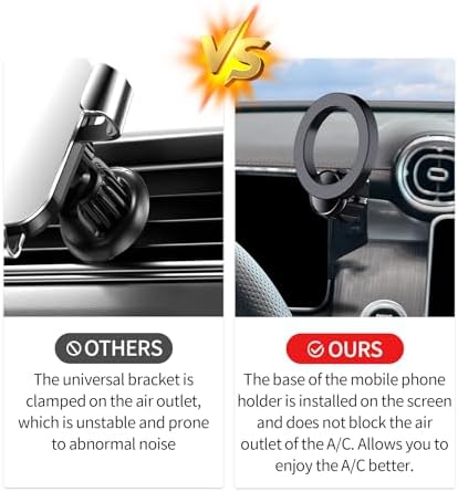 Premium 360° Rotation Car Phone Holder for 2023-2025 Mercedes Benz GLC & 2022-2025 C-Class – Mag Safe Compatible Mount for 12.3-Inch Digital Instrument Cluster – Secure Clip Design for Enhanced Stability & Hands-Free Convenience – Ideal Smartphone Accessory for Navigation and Calls