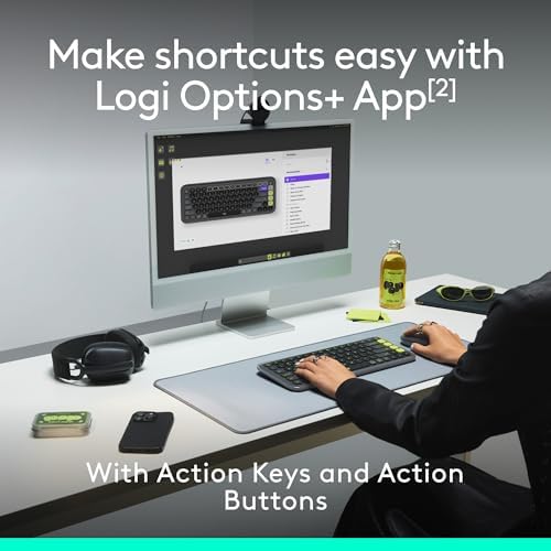 Elevate Your Workspace with the Logitech POP ICON Wireless Bluetooth Keyboard – Stylish Graphite & White Design, Effortless Multi-Device Switching, Comfortable Low-Profile Typing, and Customizable Keys for Enhanced Productivity on Laptops, Tablets, and PCs
