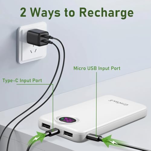 Compact 10,000 m Ah Power Bank – Fast Charging Portable Charger with Dual USB-C Compatibility for i Phone 16, Samsung, and Android Devices – Sleek Black Design for Ultimate Travel Convenience and Enhanced Device Performance