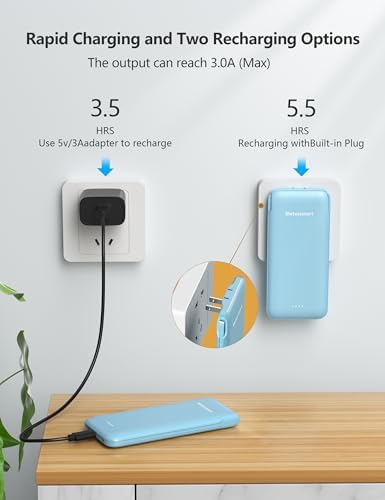 Dual 10000 m Ah Portable Power Bank Set with Built-In Cables and Fast Charging – Travel-Ready USB-C Charger for i Phone & Android Devices in Sleek White & Purple Design – Ultimate Compatibility for On-the-Go Power Solutions