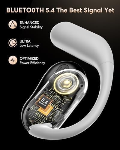 EUQQ Ultra Open-Ear Bluetooth Earbuds – Innovative Bone Conduction Sports Headphones for Unmatched Comfort and Awareness During Fitness, Running, and Workouts – Charcoal – Long Battery Life with Effortless Device Compatibility and Secure Fit