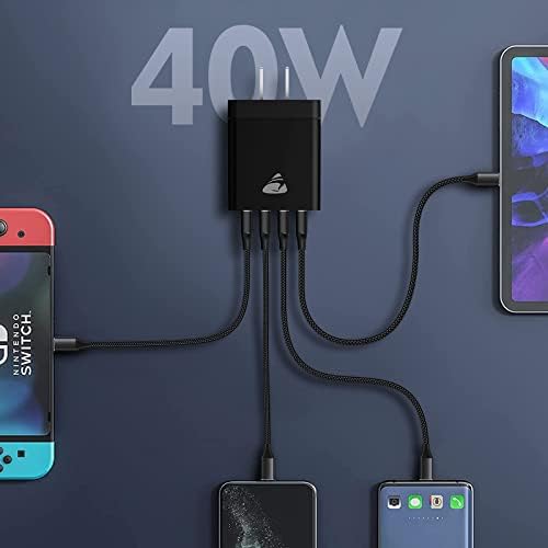 40 W 4-Port USB Wall Charger Duo – High-Speed Quick Charge 3.0 Adapter for i Phone 16/15/14/13/12/11 Pro Max, Samsung & Android Devices – Compact Power Block for Home, Office, and Travel Needs
