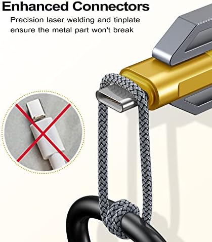 sweguard Premium USB Type C Charger Cable Trio – Versatile 3-Pack (6.6 ft, 3.3 ft, 1.5 ft) for i Phone 16, Samsung Galaxy S24, and Universal Devices – Fast Charging Nylon Braided Cords for Enhanced Durability and Performance – Ideal for Home, Office, and Travel