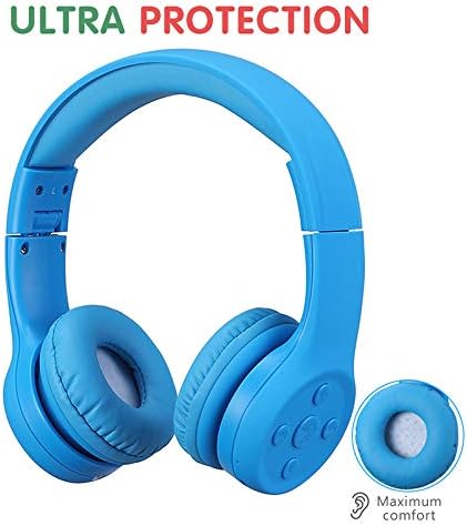 Light Blue Kids Bluetooth Headphones – Safe 93 d B Volume Limitation for Ear Protection – Foldable & Travel-Friendly Design – Built-in Microphone for Hands-Free Calls – Comfortable Wireless Headphones for Toddlers and Children – Perfect for School, Home, and Fun Activities