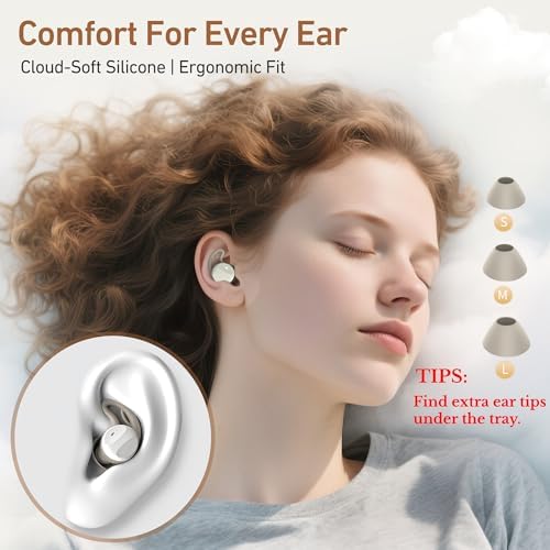 Pansonite Bluetooth 5.4 Invisible In-Ear Sleep Earbuds – Ergonomic Wireless Headphones with Advanced Noise Cancellation for Side Sleepers, Hi-Fi Sound Quality, and Touch Control for Uninterrupted Sleep and Crisp Calls, Compatible with All Devices